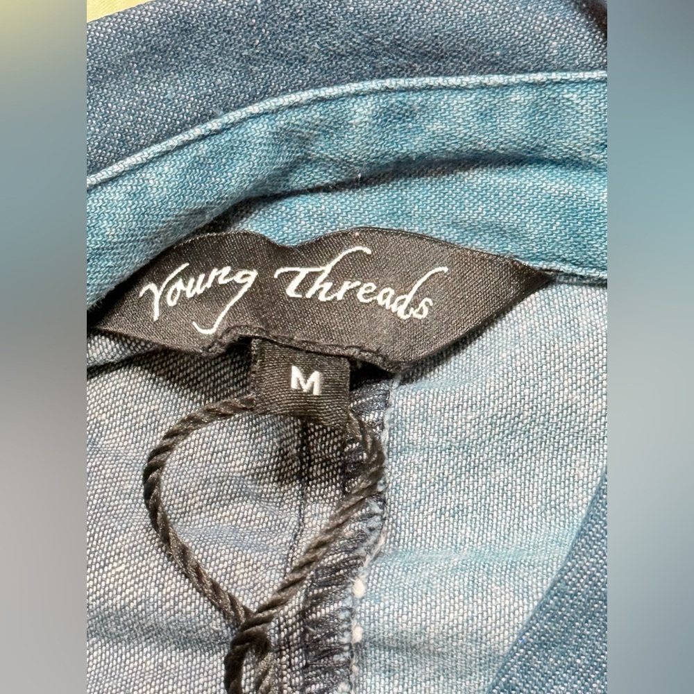 NWT Young Threads M pp29 Patchwork Denim Button-U… - image 10